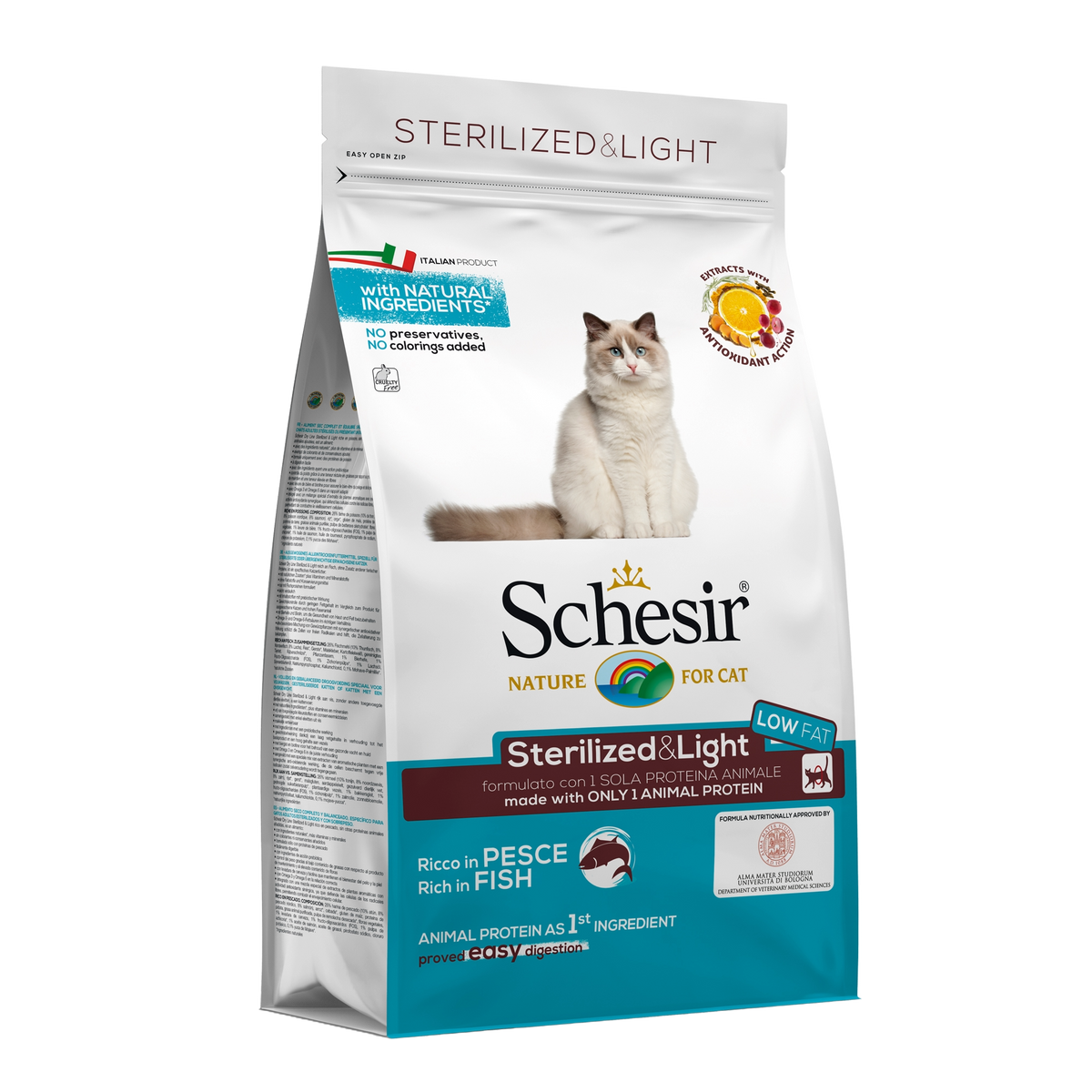 Schesir Sterilised & Light Trockenfutter Katze Fisch, 1,5 kg