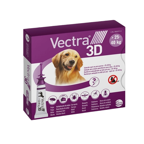 Vectra 3D Spot-on Hund 25–40 kg, 3 Pipetten