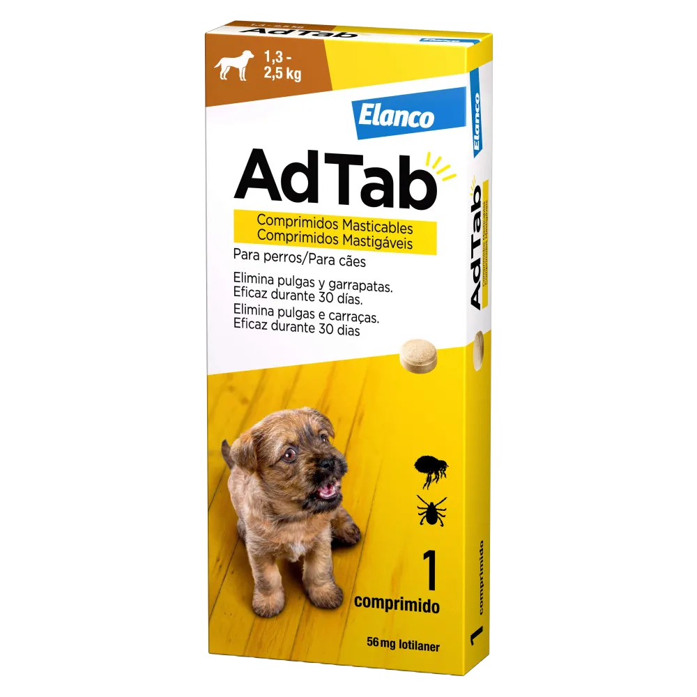 AdTab 56 mg Zeckentablette Hund, 1,3 bis 2,5 kg