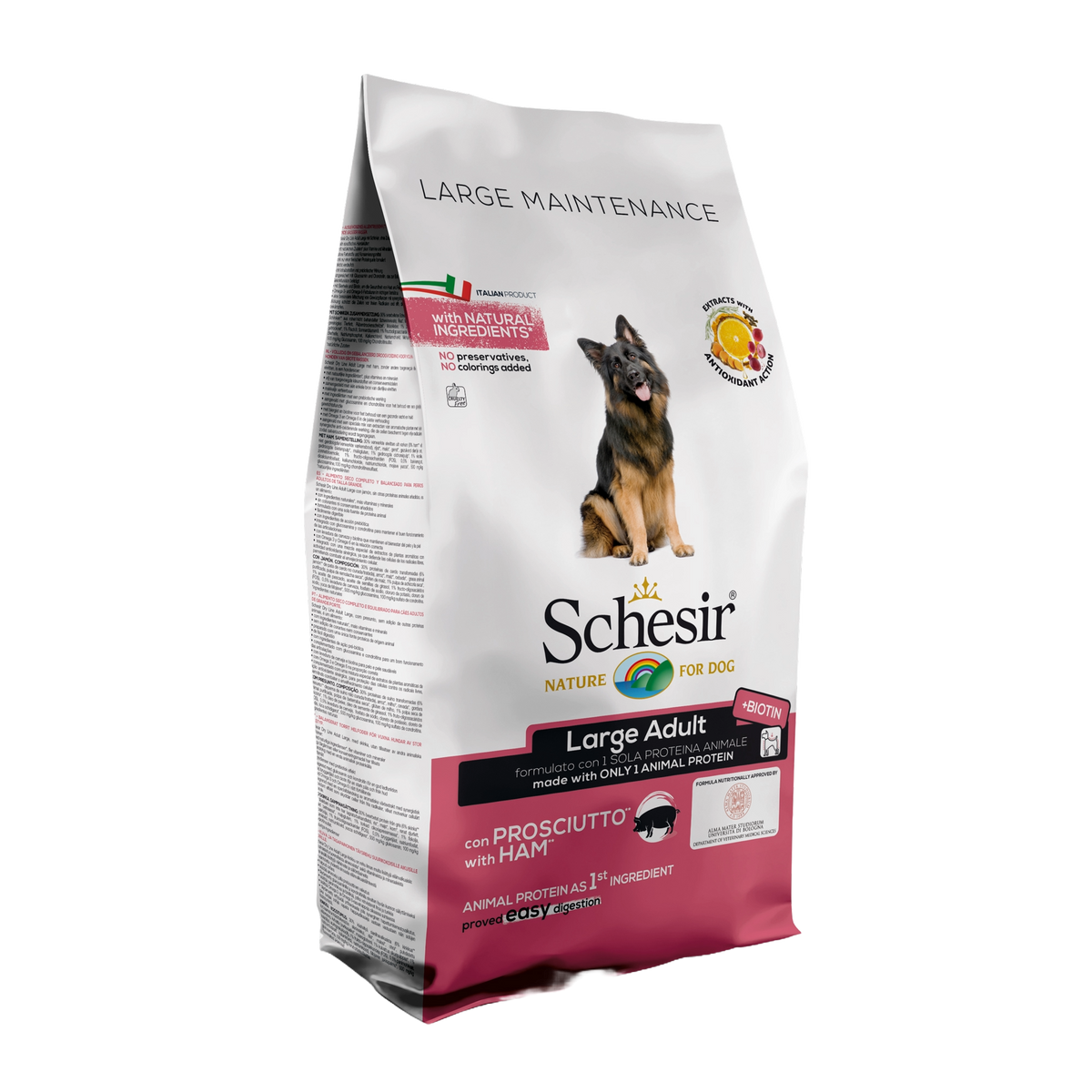 Schesir Large Hundefutter trocken Schinken, 12 kg