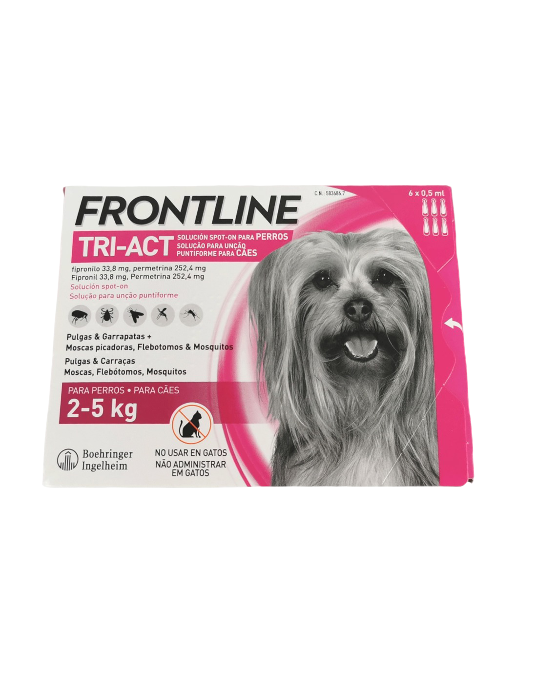Frontline Tri-Act Spot-on Hund 2–5 kg, 6 Pipetten