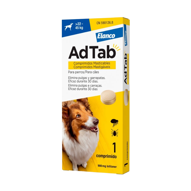 AdTab 900 mg Zeckentablette Hund, über 22 bis 45 kg