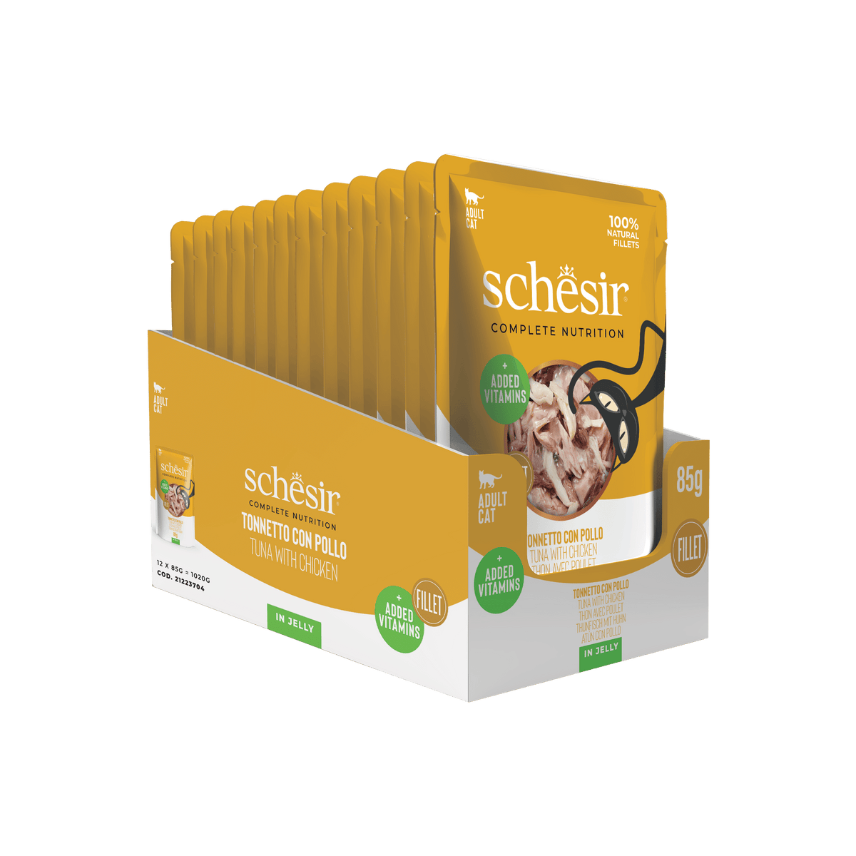 Schesir Nassfutter Katze Thunfisch und Hühnerfilets, Beutel 85 g – Bild 3