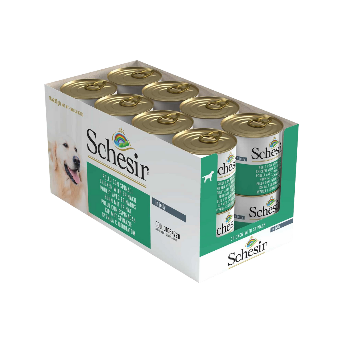 Schesir Nassfutter Katze Huhn mit Spinat, Dose 285 g