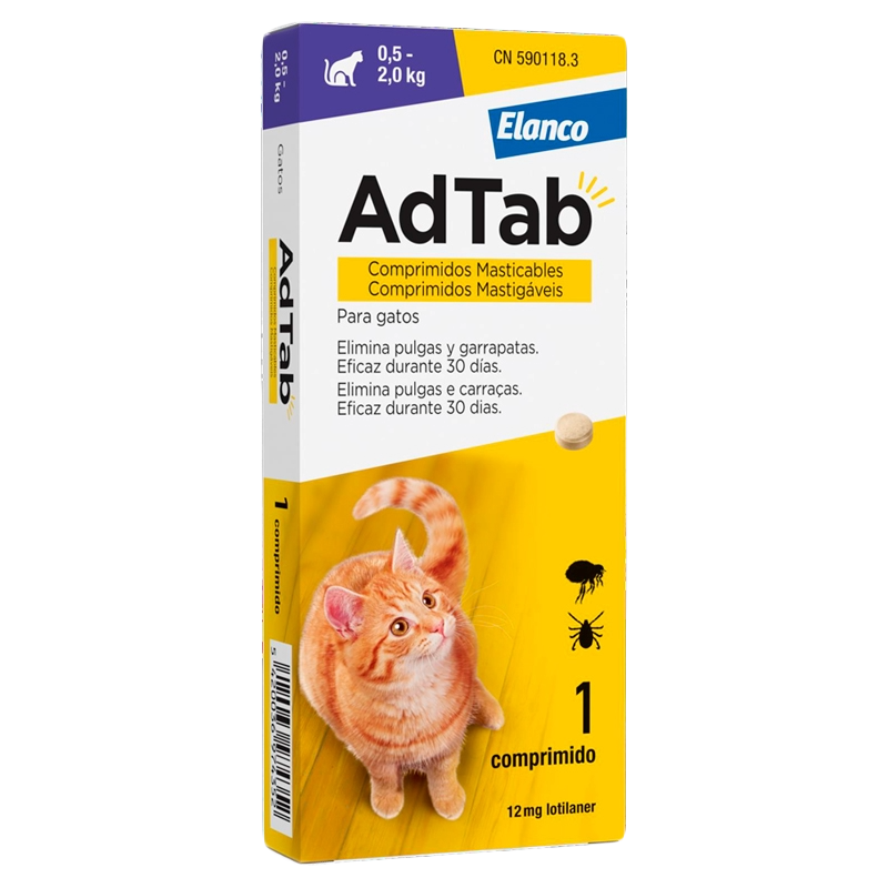 AdTab 12 mg Zeckentablette Katze, 0,5 bis 2 kg