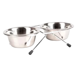 Doppel-Futterstation mit Metallnäpfen, 25 cm, 2500 ml