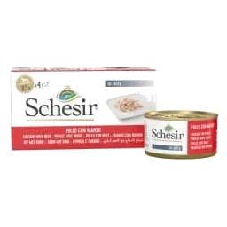 Schesir Nassfutter Hund Huhn und Rind, 4 × 85 g