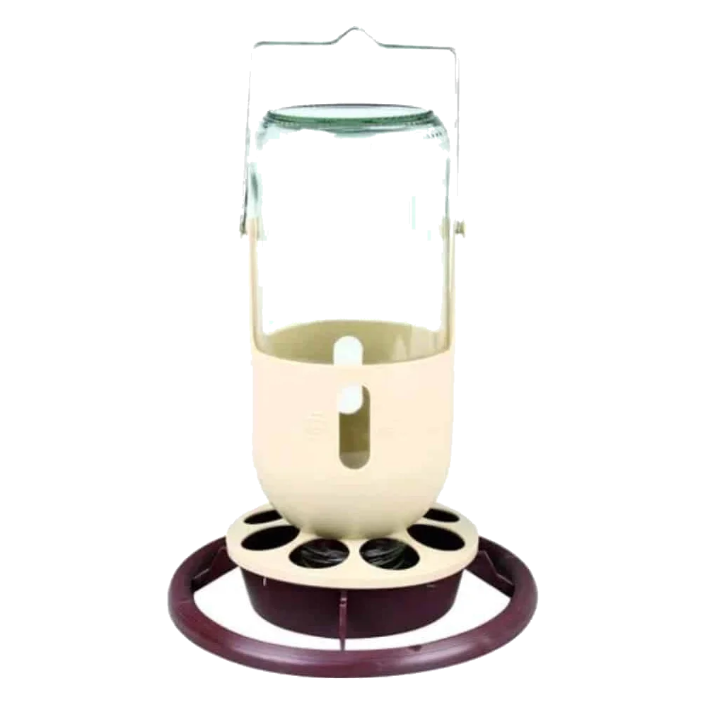 Fauna Futter- und Wasserspender in Bordeaux und Beige mit Sitzstange