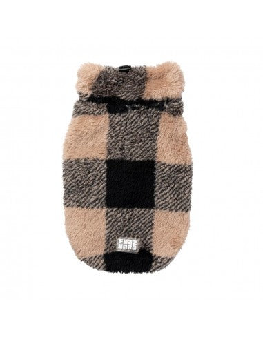 Teddyfleece-Pullover für Hunde FuzzYard Checkered Teddy in Schwarz-Beige