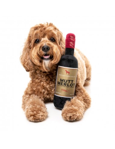 Plüschspielzeug für Hunde FuzzYard Weinflasche Mutt Merlot mit Quietscher