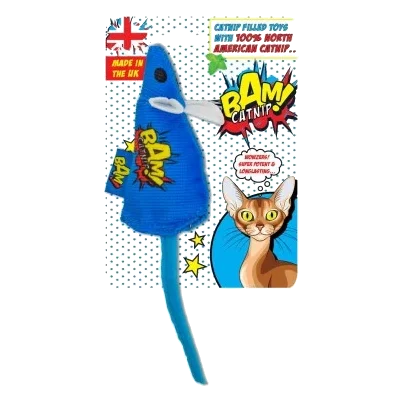 Katzenspielzeug mit Katzenminze BAM! Blaue Maus, 18 cm
