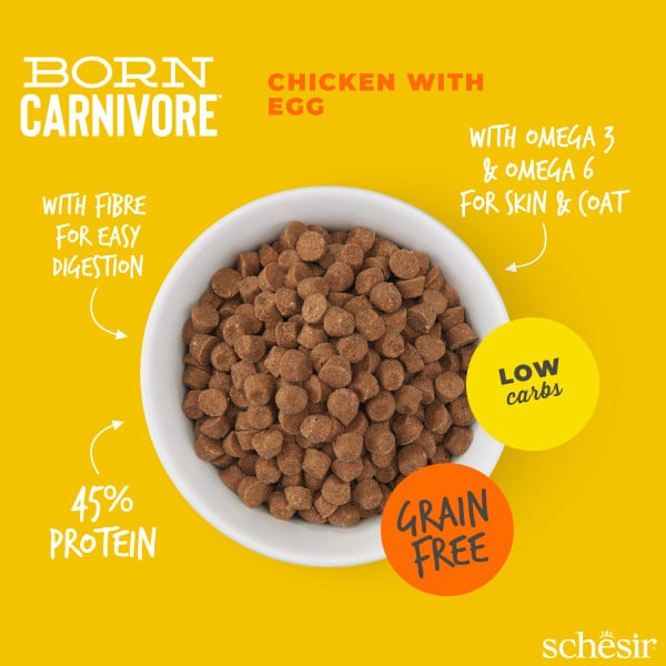 Schesir Born Carnivore Trockenfutter Katze Huhn mit Ei, 1,25 kg – Bild 2