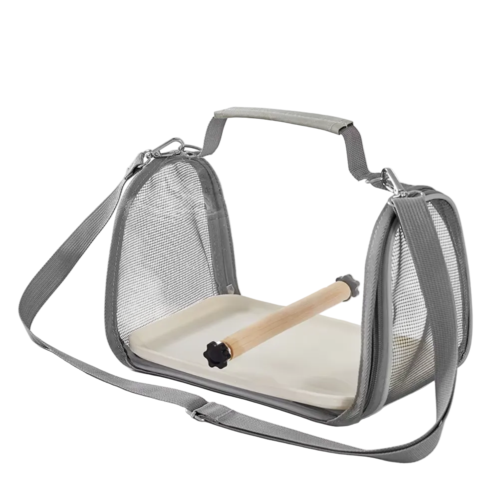 Transportín transparente plegable para agapornis con percha - ZONLIDOOG