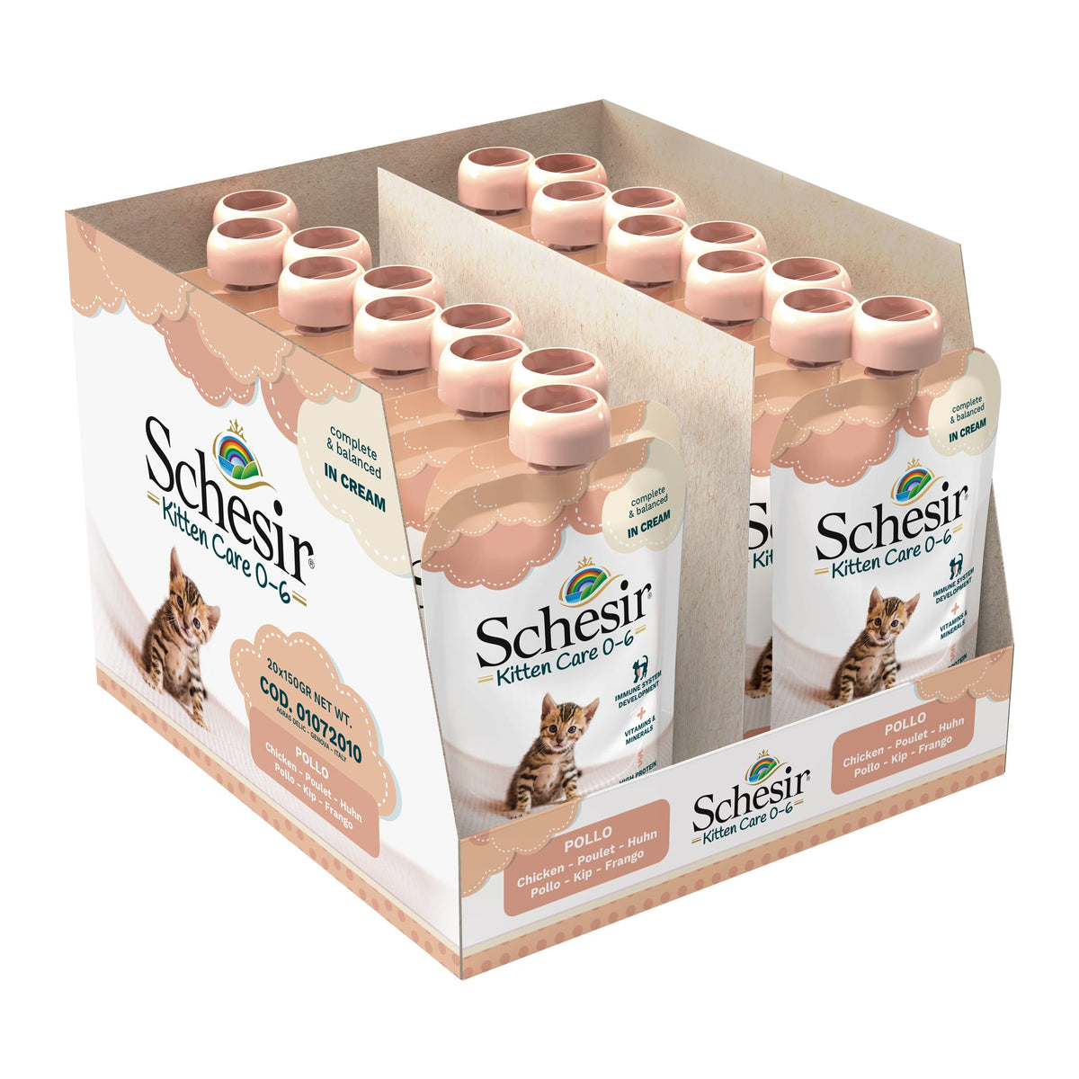 Schesir Kitten Creme Nassfutter Katze 0–6 Monate Huhn, 150 g – Bild 4