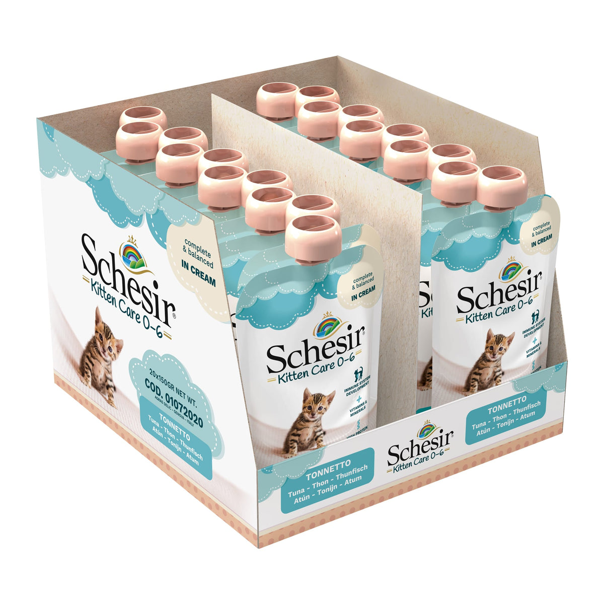 Schesir Kitten Creme Nassfutter Katze 0–6 Monate Thunfisch, 150 g – Bild 3