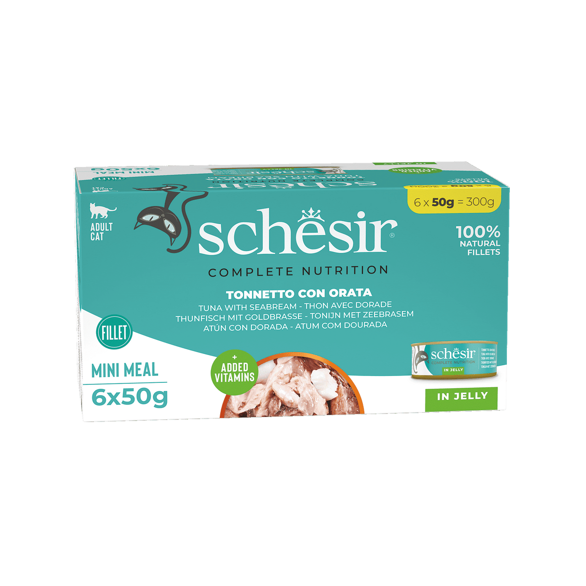 Schesir Nassfutter Katze Thunfisch mit Dorade, 6 × 50 g, Multipack