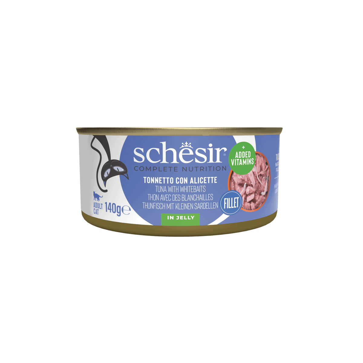 Schesir Nassfutter Katze Thunfisch und Glasfischchen in Gelee, Dose 140 g