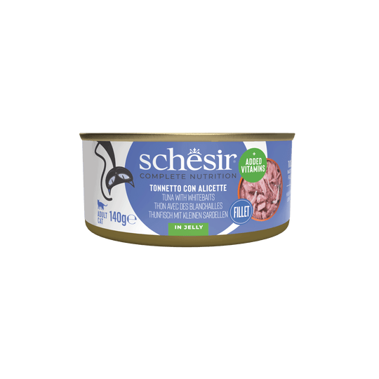 Schesir Nassfutter Katze Thunfisch und Glasfischchen in Gelee, Dose 140 g