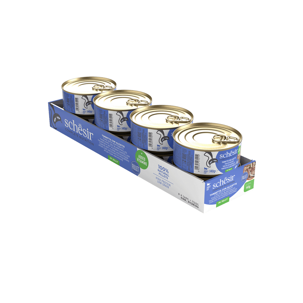 Schesir Nassfutter Katze Thunfisch und Glasfischchen in Gelee, Dose 140 g – Bild 2
