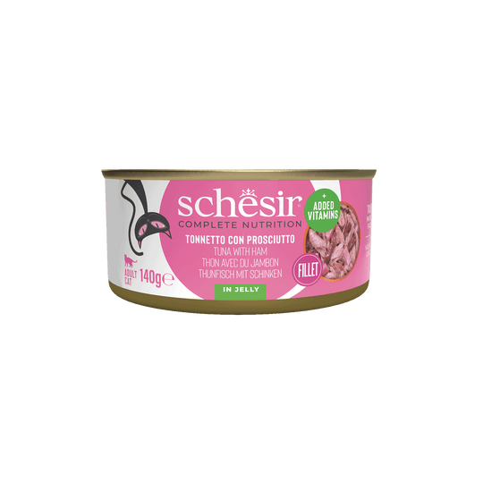 Schesir Nassfutter Katze Thunfisch mit Schinken in Gelee, Dose 140 g