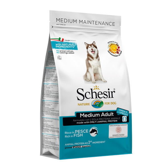 Schesir Medium Hundefutter trocken Fisch, 3 kg