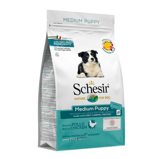 Schesir Medium Puppy Trockenfutter Welpe Huhn, 3 kg