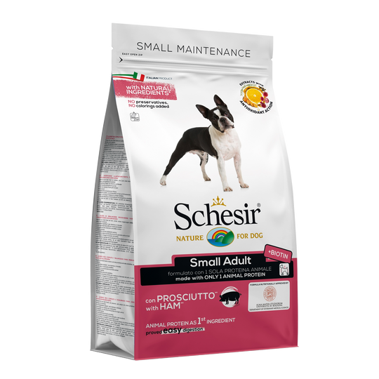 Schesir Small Maintenance Hundefutter trocken Schinken, 800 g