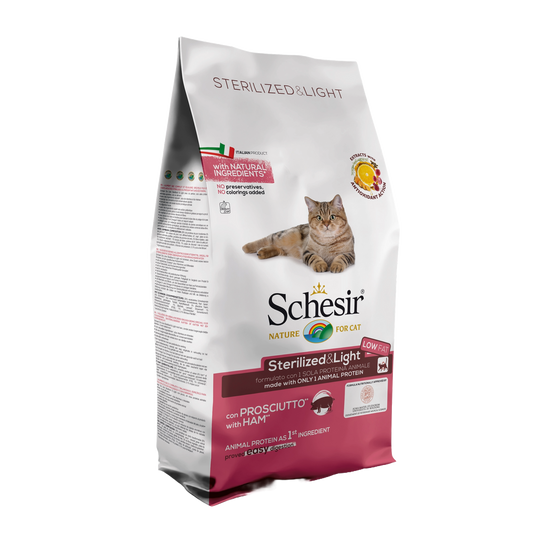 Schesir Sterilised & Light Trockenfutter Katze Schinken, 10 kg