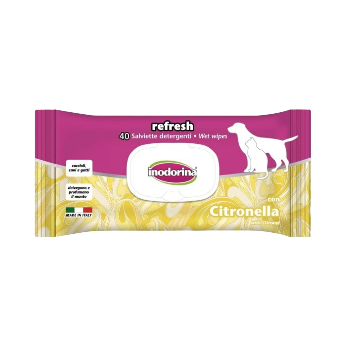 Pflegetücher Inodorina Refresh mit Citronella für Hund und Katze