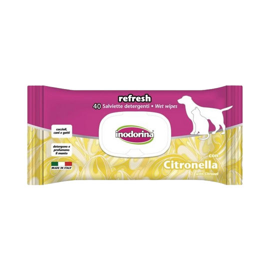 Pflegetücher Inodorina Refresh mit Citronella für Hund und Katze