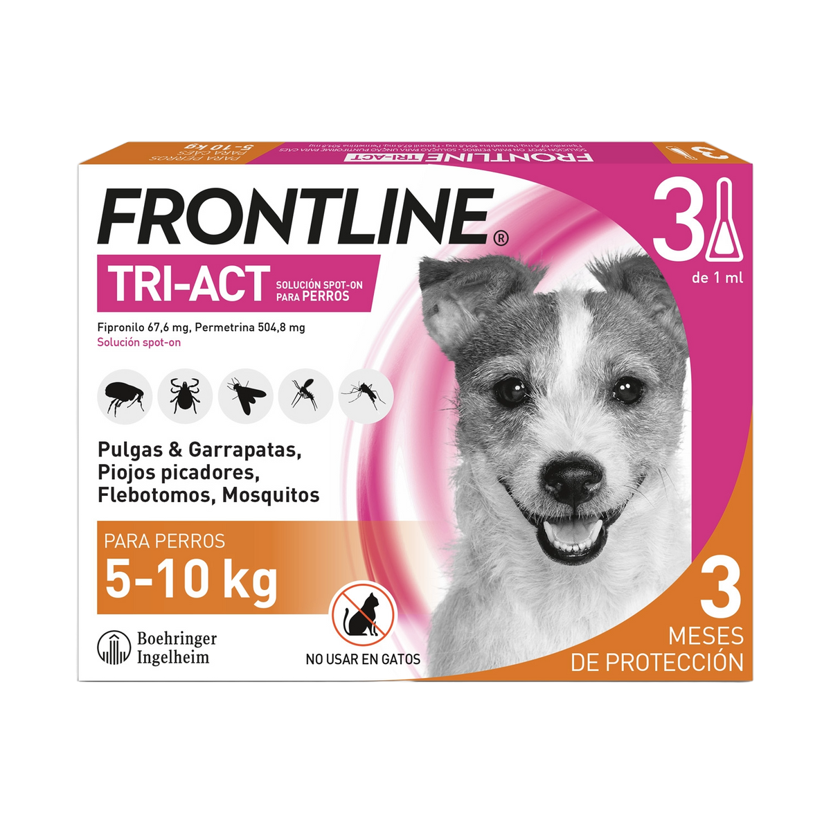 Frontline Tri-Act Spot-on Hund 5–10 kg, 3 Pipetten