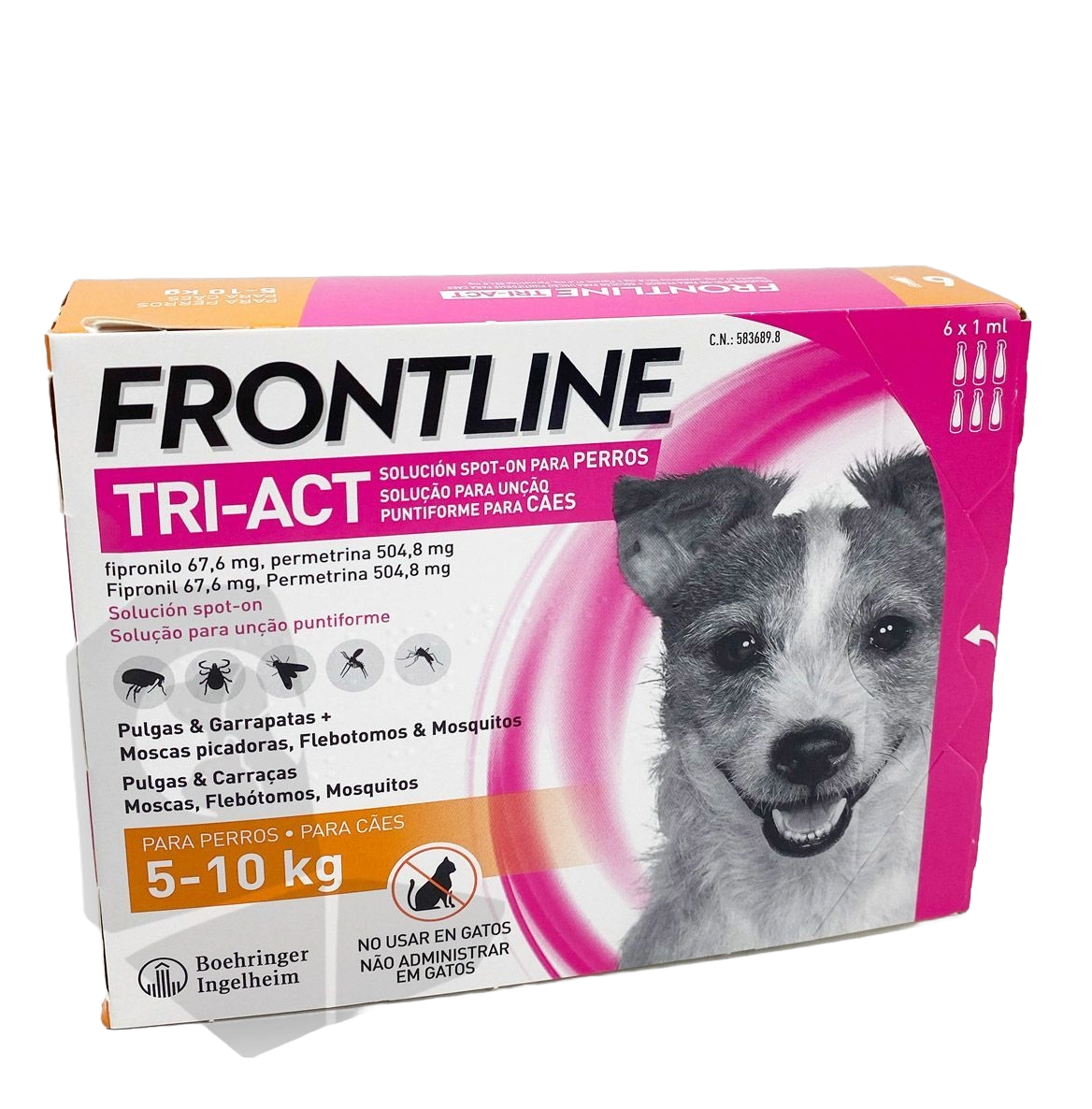 Frontline Tri-Act Spot-on Hund 5–10 kg, 6 Pipetten