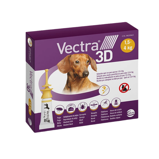 Vectra 3D Spot-on Hund 1,5–4 kg, 3 Pipetten