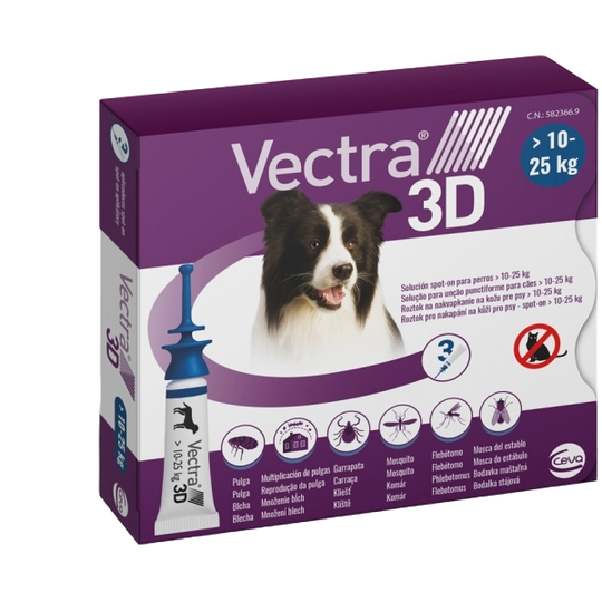 Vectra 3D Spot-on Hund 10–25 kg, 3 Pipetten