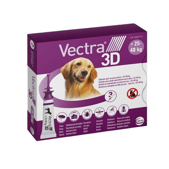 Vectra 3D Spot-on Hund 25–40 kg, 3 Pipetten