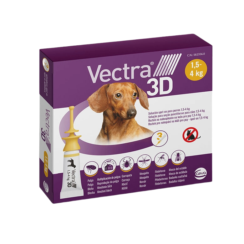 Vectra 3D Spot-on Hund 4–10 kg, 3 Pipetten