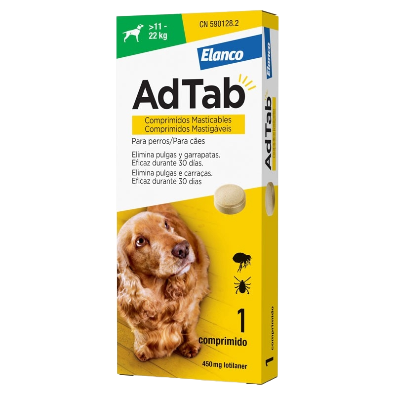 AdTab 450 mg Zeckentablette Hund, über 11 bis 22 kg