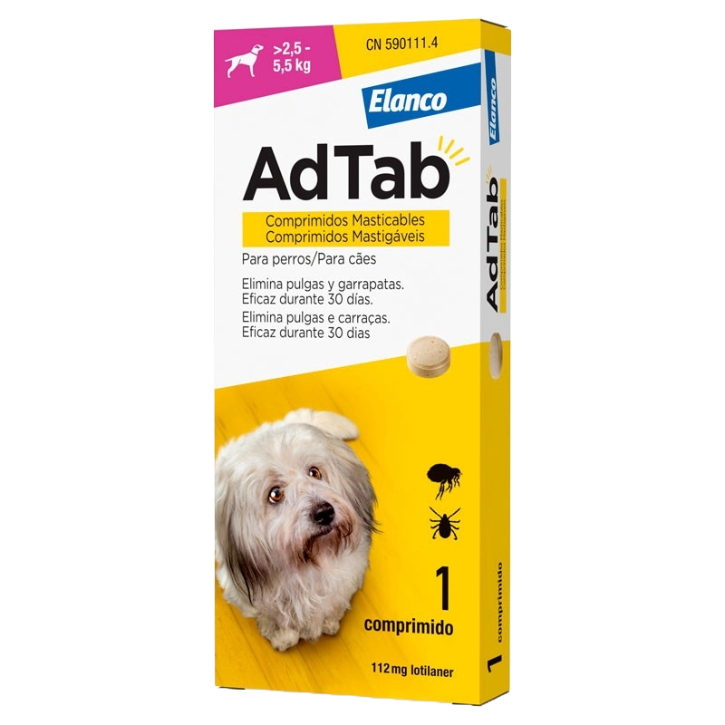 AdTab 112 mg Zeckentablette Hund, über 2,5 bis 5,5 kg