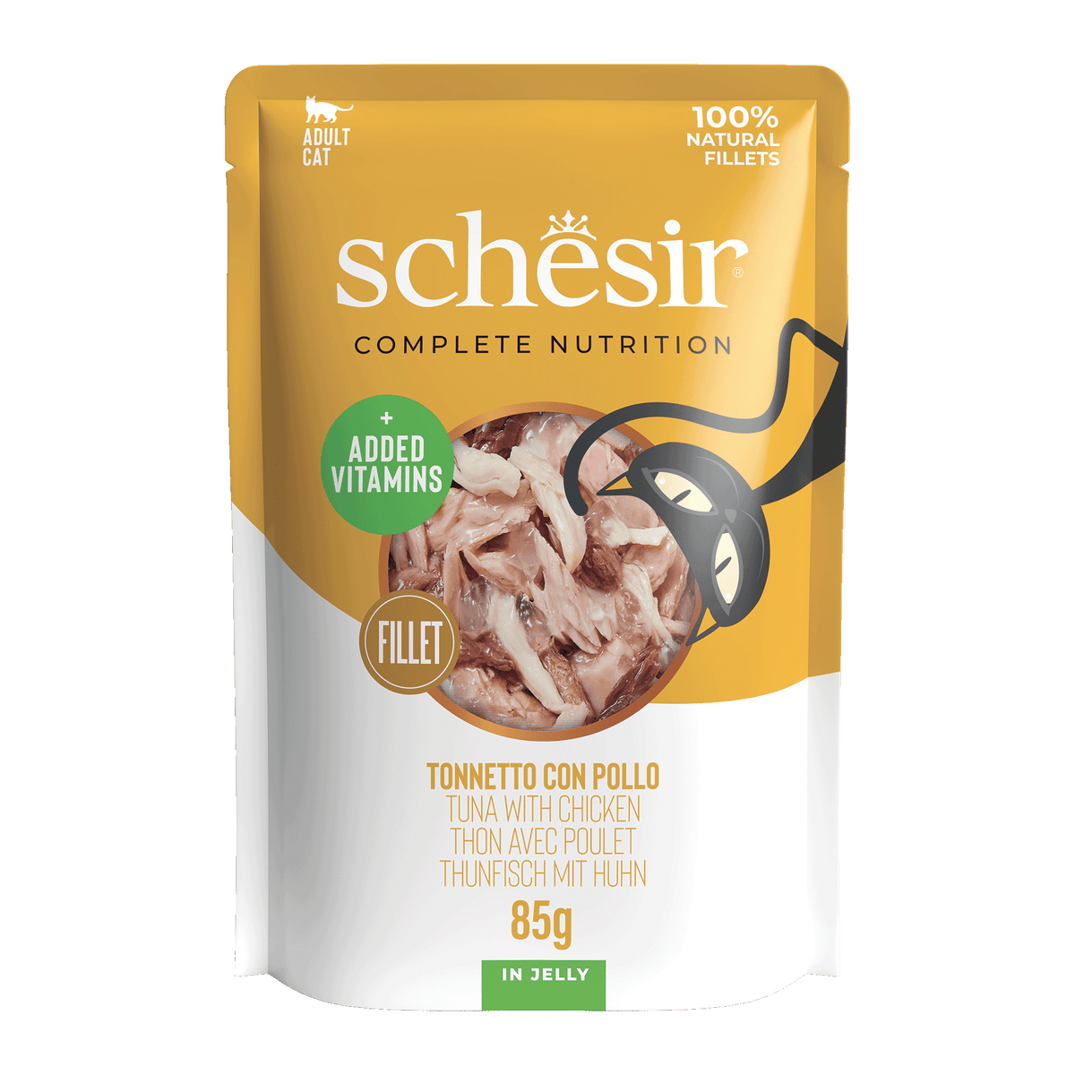Schesir Nassfutter Katze Thunfisch und Hühnerfilets, Beutel 85 g