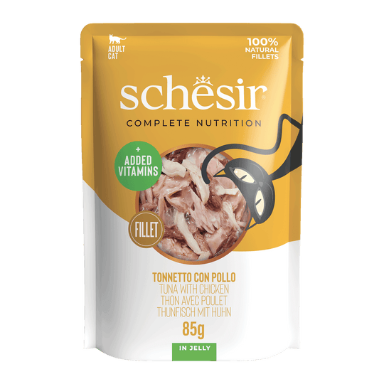 Schesir Nassfutter Katze Thunfisch und Hühnerfilets, Beutel 85 g