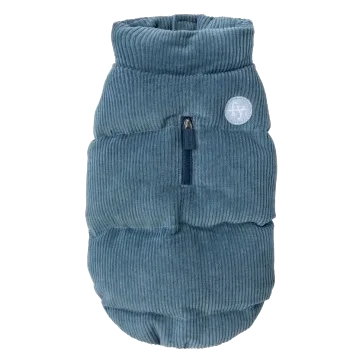 Wattierter Hundemantel FuzzYard Mosman in Jeansblau mit Cordkragen