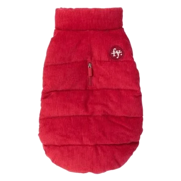 Wattierter Hundemantel FuzzYard Mosman in Rot mit Cordkragen