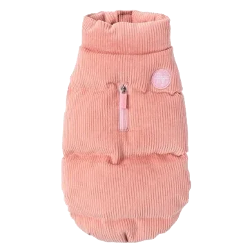 Wattierter Hundemantel FuzzYard Mosman in Rosa mit Cordkragen