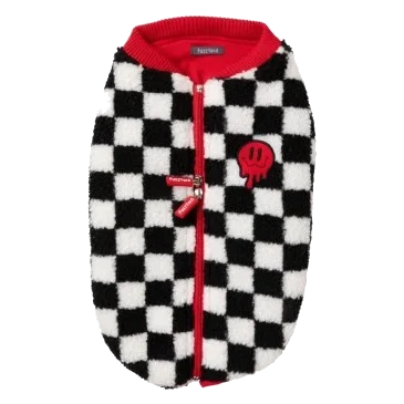 Sherpa-Hundemantel FuzzYard Ollie kariert in Rot