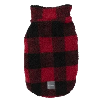 Karierter Hundemantel mit Fleece FuzzYard The Lumberjack Rot-Schwarz