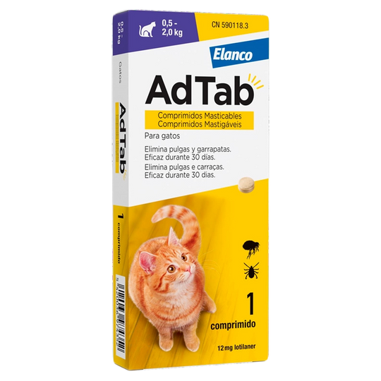 AdTab 12 mg Zeckentablette Katze, 0,5 bis 2 kg