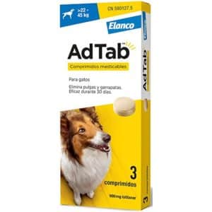 AdTab Kautablette gegen Zecken und Flöhe für Hunde 22–44 kg, 3 Tabletten