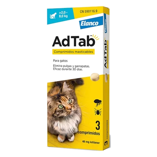AdTab Katze 12 mg Zeckentablette, 2–8 kg, 3 Tabletten