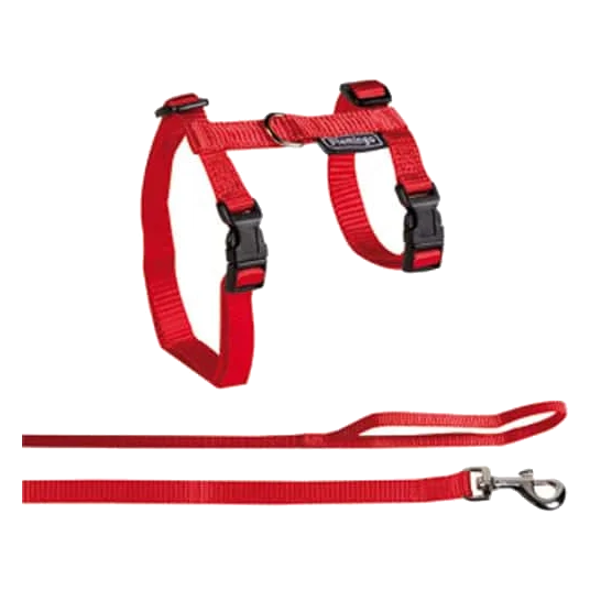 Katzengeschirr mit Leine in Rot, XL