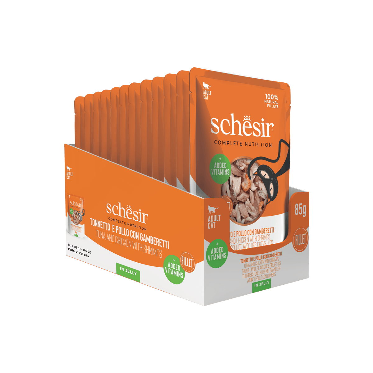 Schesir Nassfutter Katze Thunfisch mit Huhn und Garnelen, Beutel 85 g – Bild 3